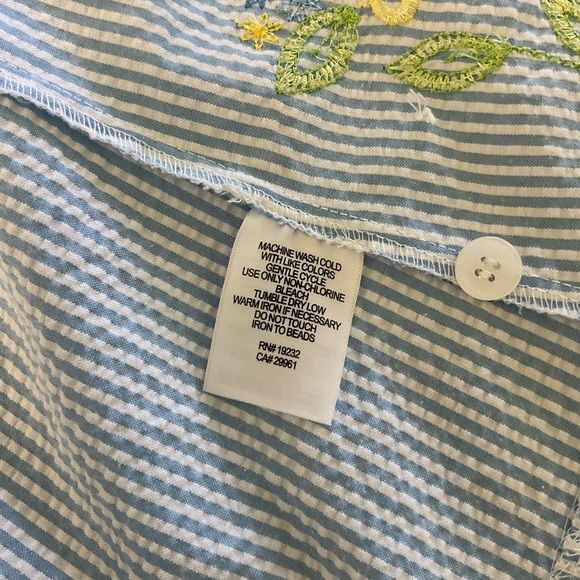 Vtg Alfred Dunner Capri Set Blue/White Stripe Seersucker Grandmacore Size 10P - Picture 8 of 16